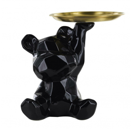 Figurka Medvídek origami se zlatým podnosem černá Figurka Medvídek origami se zlatým podnosem černá