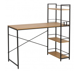 Psací stůl s regálem přírodní dub/černý rám B20-FXJG