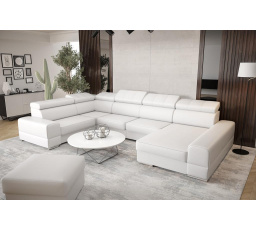 Rohová sedací souprava ROYAL MAX II, rozměr: 2230x375x185 - bílá eko kůže , levá