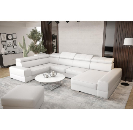 Rohová sedací souprava ROYAL MAX II, rozměr: 2230x375x185 - bílá eko kůže , levá