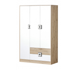 Šatní skříň NICO 03, Světlý Dub/Bílá/Šedá