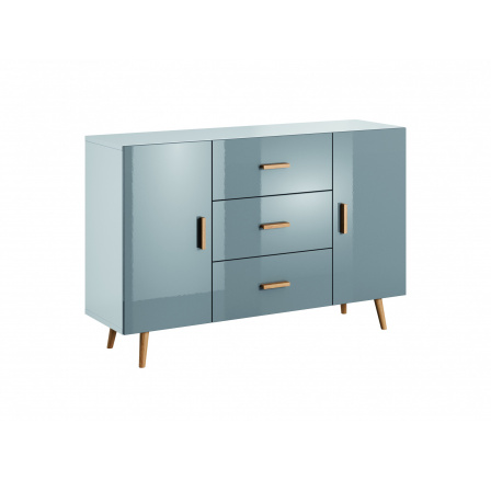 Komoda BRILLO K2D3S, Bílý mat + Šedý lak Komoda BRILLO K2D3S, Bílý mat + Šedý lak