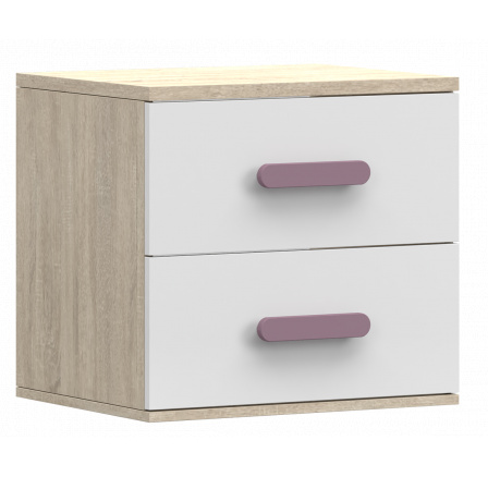 Noční stolek SMYK III - 22, Dub Sonoma/Bílá/Vřes