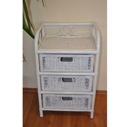 Ratanová komoda 3 zásuvky ratan bílá Ratanová komoda 3 zásuvky ratan bílá