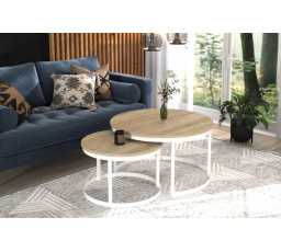 Konferenční stolek 2v1 OKIN Bílý+Sonoma
