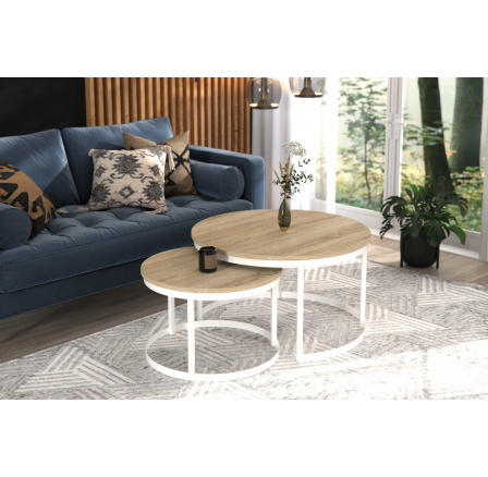 Konferenční stolek 2v1 OKIN Bílý+Sonoma