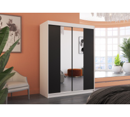 Posuvná skříň se zrcadlem FEVER 150 Bílá+Černá