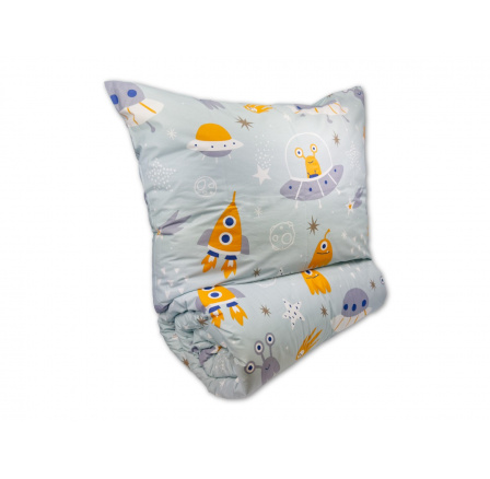 Krepové dětské povlečení 140x200, 70x90cm Vesmírné UFO