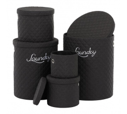 Koš prádelní - látka, kulatý, černý, cena za sadu 5 ks
