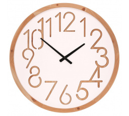Hodiny nástěnné - pr. 60 cm, MDF a dřevěný rám, bílé