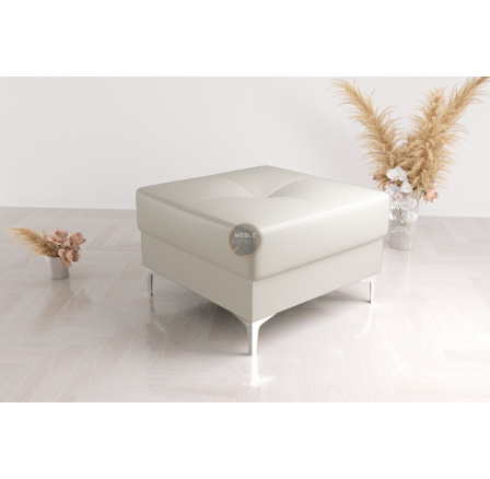 Taburet  ORION TOSCANIA 70 x 70 cm přírodní kůže - bílá kůže