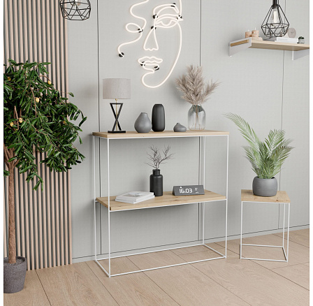 Dvojitá konzole Lumia II 80x30x80 – v různých barvách - Dub Artisan, Bílý mat
