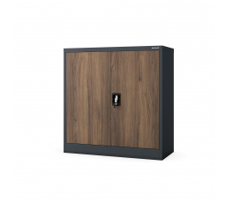 Kovová skříňka do kanceláře BEATA, 900 x 930 x 400 mm, Eco Design: antracitová/ořech