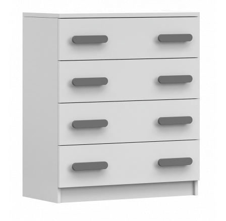 Komoda 4S SMYK I - 02, Bílá Mat/Šedá