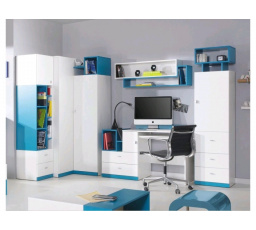 Dětský pokoj MOBI - Systém G, Bílý Lux / Tyrkysový