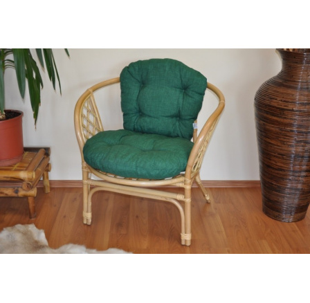 Ratanové křeslo Bahama medové polstr tmavě zelený melír Ratanové křeslo Bahama medové polstr tmavě zelený melír