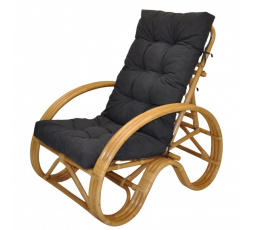 Ratanové křeslo polohovací medové polstr tmavě šedý melír