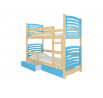 Dvoulůžková patrová postel s matracemi OSUNA Pine+Blue