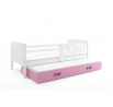 Dětská postel KUBUS s přistýlkou 90x200 cm, s matracemi, Bílá/Růžová