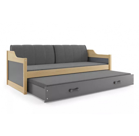 Dětská postel DAVID s matracemi, 90x200 cm, Přírodní/Grafit Dětská postel DAVID s matracemi, 90x200 cm, Přírodní/Grafit