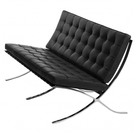 Sofa BA2 pro 2 osoby, černá přírodní kůže