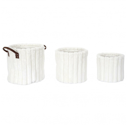 Sada 3 košů z tkaniny Furry bílé