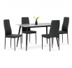 Jídelní set s 4 židlemi, 130x70x76cm, keramika, mramor, ASE-1004 BK2