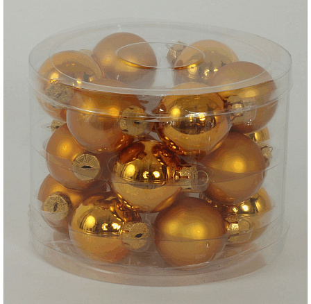 Ozdoby skleněné - pr. 4 cm, měděno-zlaté, cena za balení (18 ks)