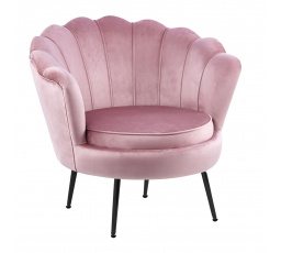 Křeslo velvet růžové /černé nohy/ LC-032-1