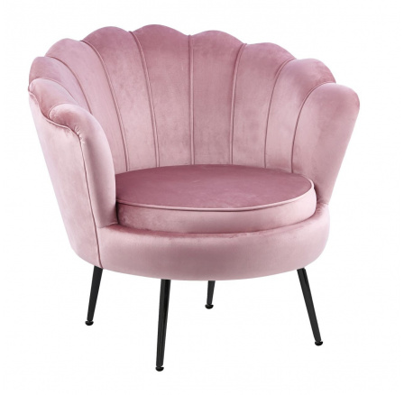 Křeslo velvet růžové /černé nohy/ LC-032-1