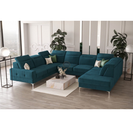 Rohová sedací souprava MALIBU MAX I 260x350x220 cm - modrá, Levá strana