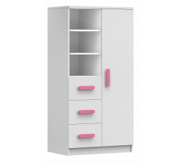 Regál 80 3S1D SMYK I - 05, Bílá Mat/Růžová
