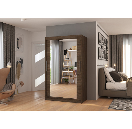 Posuvná skříň se zrcadlem TIBAGO 120 Choco+Choco