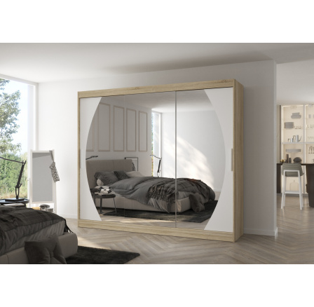 Posuvná skříň se zrcadlem CAMBE 250 Sonoma+White