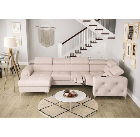 Rohová sedací souprava ORION MAX III , relax s funkcí spaní 165x320x190 cm - béžová, pravá