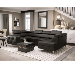 Rohová sedací souprava ORION MAX II s funkcí spaní 165x350x185 cm - černá eko kůže, levá