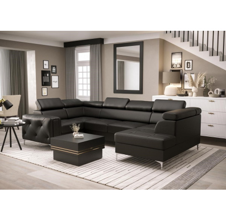 Rohová sedací souprava ORION MAX II s funkcí spaní 165x350x185 cm - černá eko kůže, levá