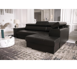 Rohová sedací souprava MARGO I 265×185 přírodní kůže - Pravá strana, černá kůže