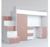 Patrová postel PARADISE 4S Bílá Starorůžová mat
