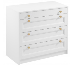 Komoda REL K4S, Bílá/Zlatá