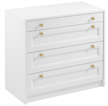 Komoda REL K4S, Bílá/Zlatá