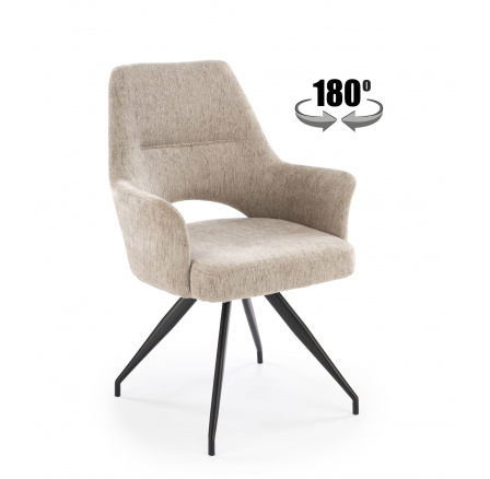 Jídelní otočná židle K542, Béžová/Černá