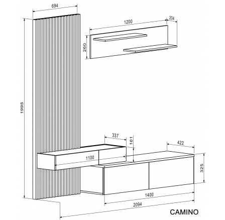 CAMINO sada, barva: dub artisan - černá