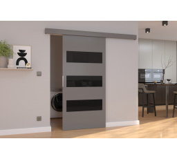 Posuvné dveře na stěnu ARES 86 Gray+Black Lacobel
