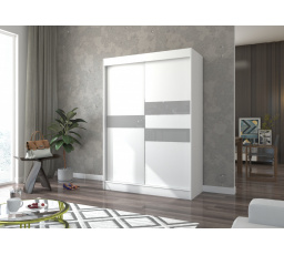 Posuvná skříň s lacobelem BATIA 150 Bílá+Šedý Lacobel