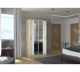 Posuvná skříň se zrcadlem DRAGONIS 100 Sonoma+Bílá