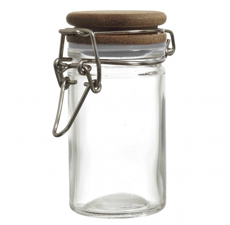 Skleněná nádoba s akáciovým víčkem 70 ml Skleněná nádoba s akáciovým víčkem 70 ml