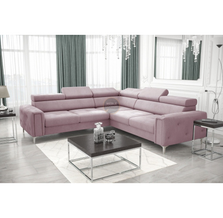 Rohová sedací souprava ORION I s funkcí spaní 255×255 cm - růžová, pravá