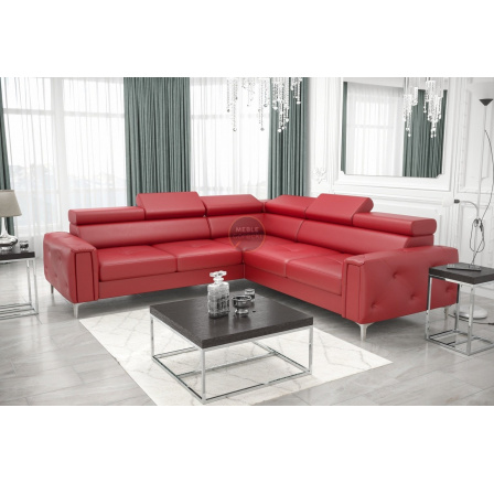 Rohová sedací souprava ORION I s funkcí spaní 255×255 cm přírodní kůže - červená kůže, pravá