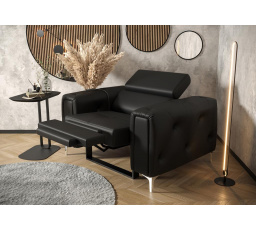 Křeslo ORION , relax přírodní kůže - černá kůže
